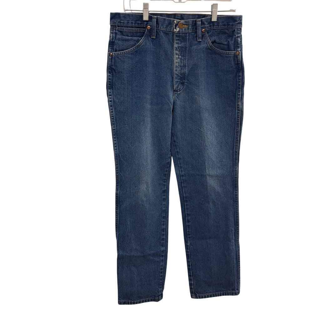 Wrangler Cowboy Cut Slim Fit Dark Blue Jeans Mens 32x29 Straight Leg Western